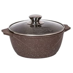 Кастрюля Мечта Гранит Brown, литая, стеклянная крышка, 10 л, 32см, коричневый