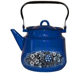 Чайник 3,5л, Вологодский сувенир, ярко-синий, эмалированный СтальЭмаль