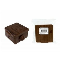 Распаячная коробка ОП 65х65х50мм, крышка, ЭКО (венге), IP54, 4вх. инд. штрихкод TDM