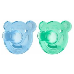 Пустышка силиконовая анатомическая Philips AVENT Soothie SCF194/01 0-3 м, 2 шт., голубой/зеленый