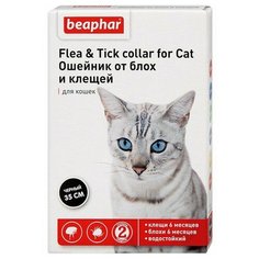 Beaphar ошейник от блох и клещей Flea & Tick для кошек, 35 см, черный