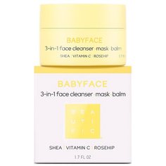BEAUTIFIC Babyface 3-in-1 Face Cleanser Mask Balm бальзам-маска очищающее, увлажняющее с маслом Ши и витамином С, 50 мл
