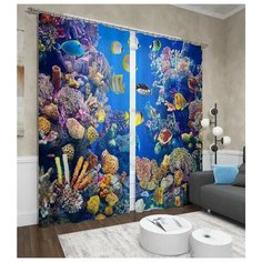 Фотошторы Сирень Красное море (ФШГБ001-13525) на ленте 260 см синий