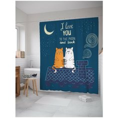 Штора для ванной JoyArty Влюбленные коты на крыше 180х200 (sc-46218)