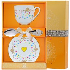 АргентА Набор детский "Ландыш-Горошек" с серебряной ложкой + футляр