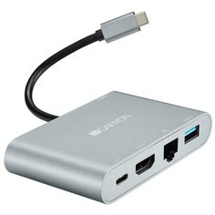 USB-концентратор Canyon 5-в-1 USB Type C (CNS-TDS04DG), разъемов: 5, серый