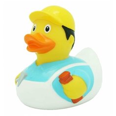 Игрушка для ванной FUNNY DUCKS Строитель уточка (1941) желтый/голубой/белый
