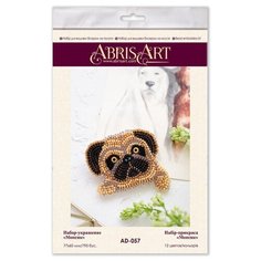 ABRIS ART Набор-украшение для вышивания бисером Мопсик 7.7 x 6 см (AD-057)