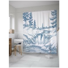 Штора для ванной JoyArty Зимний пейзаж с водопадом 180х200 (sc-10003)