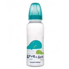 Canpol Babies Бутылочка PP с узким горлышком Love&Sea 59/400, 250 мл, с 12 месяцев, бирюзовый