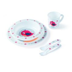 Комплект посуды Canpol Babies обеденный (4/401), красный/птица