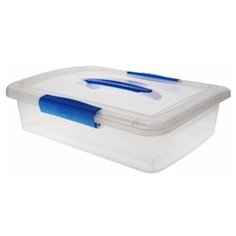 BranQ Ящик для хранения Laconic с зажимами и ручкой 5 л прозрачный/синий