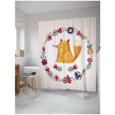 Штора для ванной JoyArty Нарисованная лиса в цветах 180х200 (sc-128616)