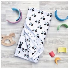 Плед Mjolk Тракторы 80х80 см белый/голубой