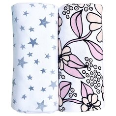 Многоразовые пеленки Mjolk трикотаж 80x80 spring blossoms/звёзды 2 шт.