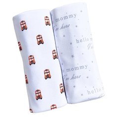 Многоразовые пеленки Mjolk трикотаж 80x80 автобусы/hello mommy 2 шт.