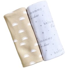 Многоразовые пеленки Mjolk трикотаж 80x80 солнышки/hello mommy 2 шт.