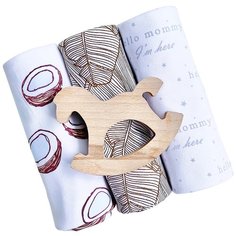 Многоразовые пеленки Mjolk трикотаж 80x80 palm tree/кокосы/hello mommy 3 шт.