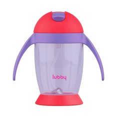 Поильник с трубочкой и грузиком Lubby 23536, 300 мл фиолетовый