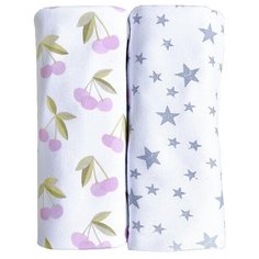 Многоразовые пеленки Mjolk трикотаж 80x80 черешня/звезды 2 шт.