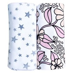 Многоразовые пеленки Mjolk трикотаж 120x85 spring blossoms/звёзды 2 шт.