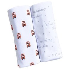 Многоразовые пеленки Mjolk трикотаж 120x85 автобусы/hello mommy 2 шт.