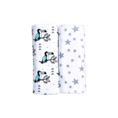 Многоразовые пеленки Mjolk трикотаж 120x85 туканы/звезды 2 шт.