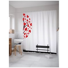 Штора для ванной JoyArty Сидим у любовного древа 180х200 белый/красный/черный