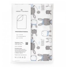 Многоразовые пеленки UNDER the BLANKET Трикотажная 120х85 Зайчики Светло-голубой 1 шт.