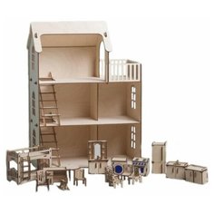 Деревянный кукольный домик с мебелью "Эко" Polly