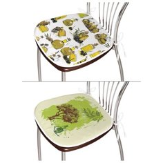 Двухсторонняя подушка на стул JoyArty "Новогоднее настроение", сидушка квадратная 38x39 см на завязках