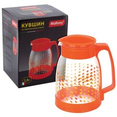 КУВШИН СТЕКЛ. 1,8 Л ПЛАСТ. РУЧКА, ОРАНЖЕВ. (1/24) "MALLONY" BROCCA-1800