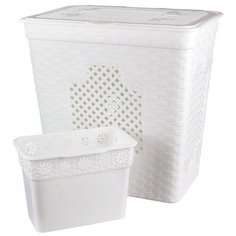 КОРЗИНА ДЛЯ БЕЛЬЯ ПРЯМОУГ. 85 Л "ПЛЕТЕНКА ЛЮКС" СО ВСТАВКОЙ (БЕЛАЯ) "АЛЬТЕРНАТИВА" М3410 Alternativa