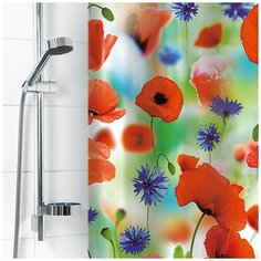 1576-1 Штора для ванной комнаты 180х180см Маки полиэстер Вилина