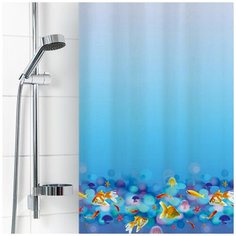 1581-1 Штора для ванной комнаты 180х180см Аквариум полиэстер Вилина