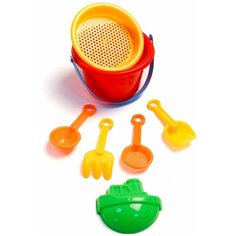 Набор № 681: ведро, совок, лопата, грабли, ложка, сито, две пасочки, арт. 817035 China Dans International