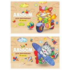 Альбом для рисования ArtSpace "Веселые мультяшки", 40 л., 5 шт./2 дизайна в упаковке