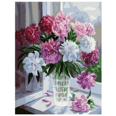 Картина по номерам Paintboy "Пионы на окне 3", 40x50 см