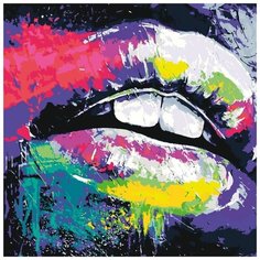 Картина по номерам Живопись по Номерам "Цветные губы", 40x40 см