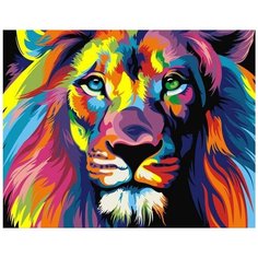 Картина по номерам Paintboy "Радужный лев", 20x30 см