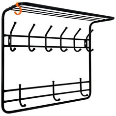 ВЕШАЛКА НАСТЕННАЯ 2 ЯРУСА (9 КРЮЧКОВ) 725*220*575 ММ ЧЕРНЫЙ (1/2) ВСП 9Ч ЗМИ