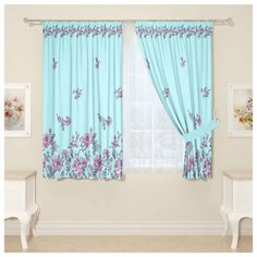 Комплект штор для кухни 18109, штора 2 шт, подхват 2 шт. Сирень