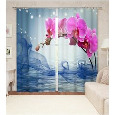 Фотошторы "Нежность и романтика орхидеи" 145*260 см, 2шт Сирень