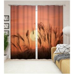 Фотошторы "Закат в поле", 145*260 2 шт. Сирень