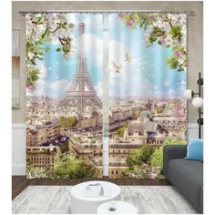 Фотошторы "Парижское небо" 150*260 2 шт. Шелковистые Сирень