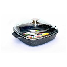 Жаровня литая толстостенная Victoria Гранит (Беларусь), 26х26 см, черный