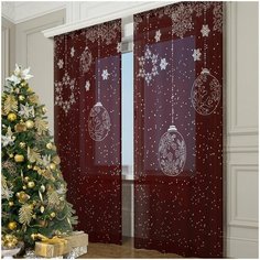 Фототюль "Зимняя фантазия", 145*260 2 шт. Сирень