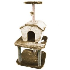 Игровой комплекс "Емеля", трехъярусный, с домиком, (мех, джут, поролон), 56*56*125 (h) см, цвет: св.-коричневый Зоосиндикат