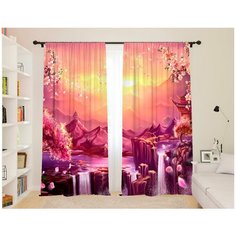 Фотошторы для детской "Далекая страна", 145*260 2 шт., Блэкаут Сирень