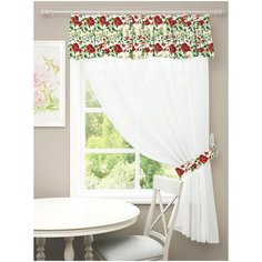 Тюль с подхватом и ламбрекеном "Красный цветок", 250*200 см. Сирень